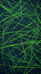 Obraz premium Abstract Neon Green Lines on Dark Background
