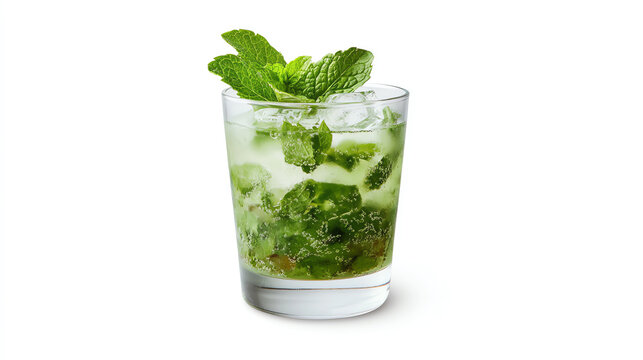 Mint julep cocktail isolated on white background