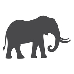 A graceful elephant silhouette, defined by its iconic trunk, large ears, and sturdy build, representing wisdom, strength, and majesty