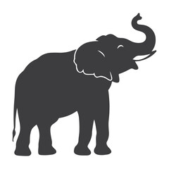 A graceful elephant silhouette, defined by its iconic trunk, large ears, and sturdy build, representing wisdom, strength, and majesty