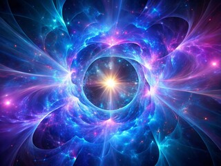 Fototapeta premium Abstract Digital Art: Energetic Blue Purple Light Burst - 4K Ultra HD Wallpaper Background
