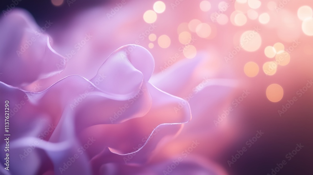 Poster soft purple petals blend seamlessly with glowing bokeh lights in an enchanting display of color and 