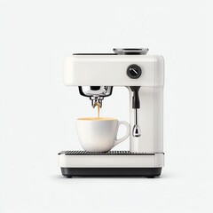 A sleek white espresso machine brewing coffee into a stylish cup, showcasing modern design and functionality.