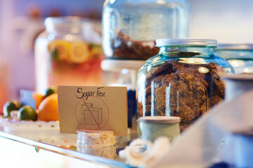 Street cafe, sign sugar free