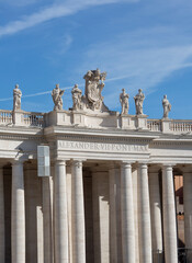 Papal coat of arms of the Holy See and Vatican City St. Peter's Square, Vatican, Rome, Italy