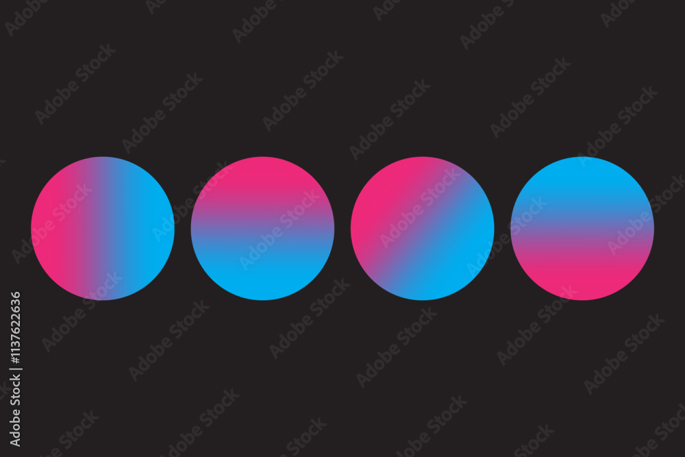 Poster gradient circles icon. pink and blue focus. abstract circular gradient. vibrant vector graphic.