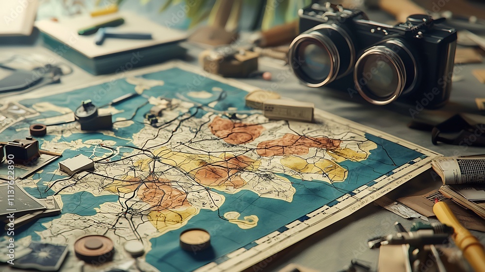 Poster detailed digital visualization of a nuclear fallout map with a virtual twin model showcasing radiati