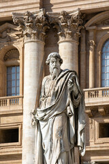 Statue of Saint Paul in front of Saint Peter's Basilica at St.Peter 's Square, Vatican, Rome, Italy
