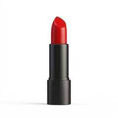 A vibrant red lipstick in a sleek black casing, perfect for adding a bold touch to any makeup look.
