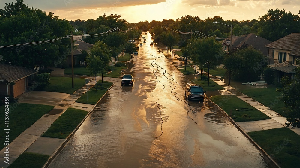 Poster this image depicts an urban flooding map integrated with a virtual twin simulation that forecasts po
