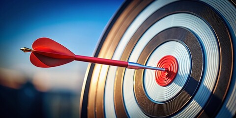 3D Target Board Hit Right Red Aim Arrow Illustration