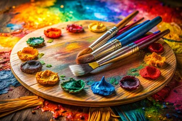 Obraz premium Acrylic Paint Brushes Palette Creative Art Inspiration