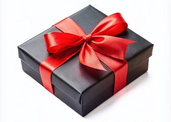 Fototapeta premium Black Friday Gift Box Sale - Top View, Red Ribbon