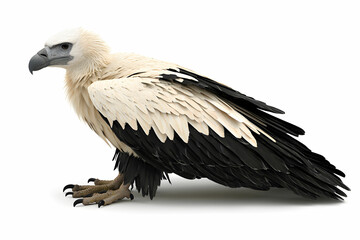 Obraz premium Majestic white-headed eagle perched gracefully with striking black feathers and sharp talons against a clean white background