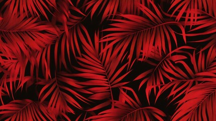 Stunning Red Tropical Palm Leaves Pattern Design for Home Decor