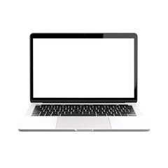 Modern computerlaptop with blank screen on white and transparent background