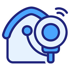 Home alarm blue color style icon