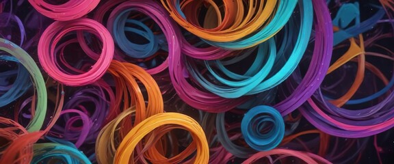 Abstract colorful swirls and circles background, groovy, colorful, retro