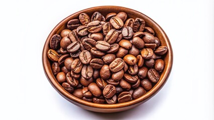 Fototapeta premium Coffee Beans in Bowl - Top View, High Resolution, Bright Colors, Studio Shot