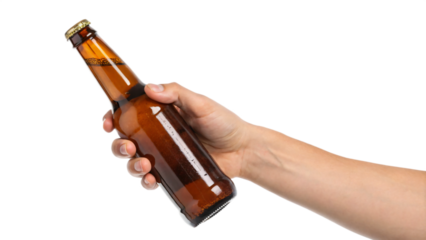 hand holding bottle of beer