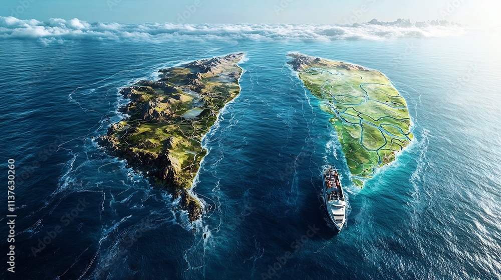 Aufkleber detailed oceanic resource distribution map overlaid with a virtual twin model showcasing intelligent