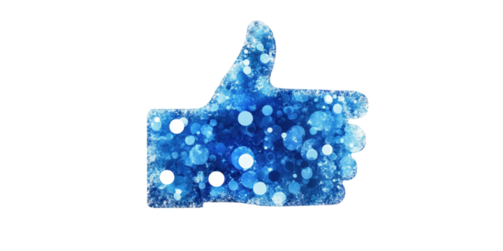 Blue Sparkling Thumbs Up: Abstract Social Media Icon