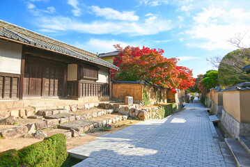 山口県下関市　秋の城下町長府の町並み（古江小路）