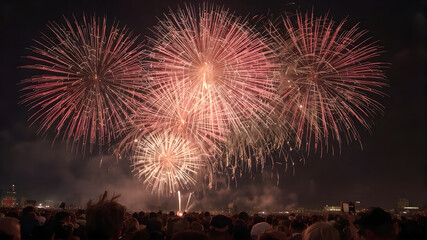 A fireworks display against the night sky