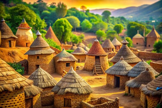 Pouss Village Cameroon: Bokeh Photography of Traditional Obus Houses - Northern Cameroon Architecture