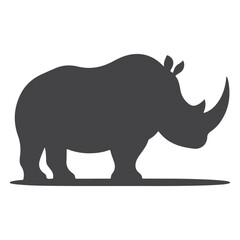 A bold and sturdy rhinoceros silhouette, showcasing its iconic horn and robust frame, symbolizing resilience and primal strength with a commanding presence
