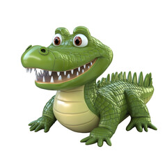 Fototapeta premium 3D Funny alligator cartoon style, isolated on a white background