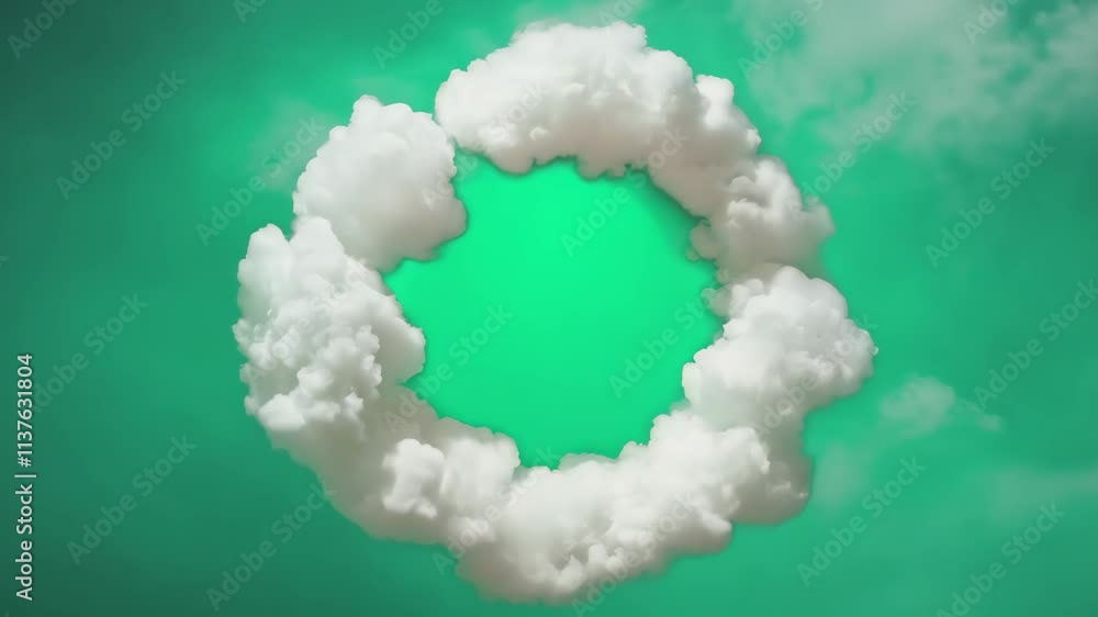 Aufkleber cloud formations create a mesmerizing circular pattern against a vibrant green backdrop during a cle
