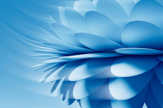3D flower Petals against blue background