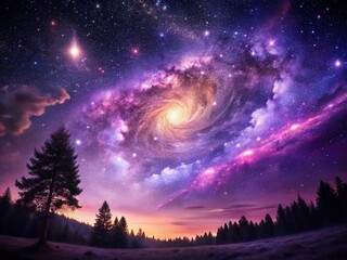 Purple Night Photography Wallpaper Backgrounds: Dark Galaxy, Nebula, Cosmic, Starry Night, Purple Aesthetic