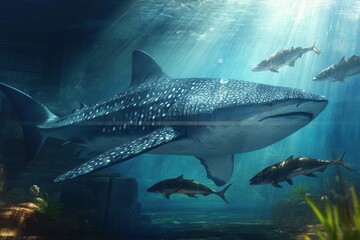 Obraz premium Whale Shark with Remoras