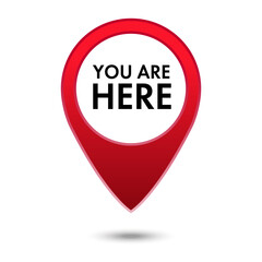 You are here map pointer icon red color. GPS location symbol vector