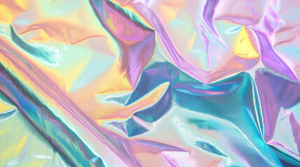 Fototapeta premium Holographic iridescent foil with pastel rainbow colors.
