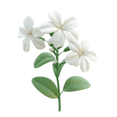 Obraz premium 3D Beautiful Arabian Jasmine flower cartoon style, isolated on a transparent background