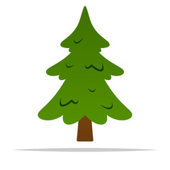 Cartoon single pine tree vector isolated illustration