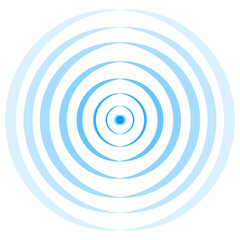 Radar icon blue color isolated on white background. Signal concentric circles icons. Sonar sound wave vector 10 eps