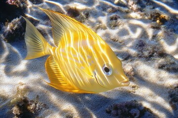 Obraz premium Yellow Tang Fish in Clear Waters