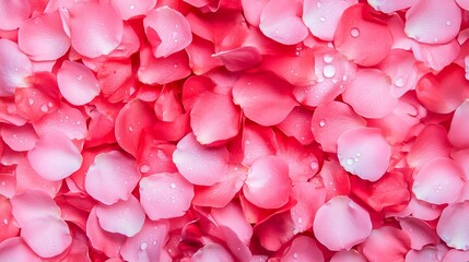 A close up of pink petals with water droplets on them