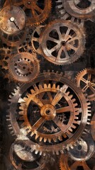 Obraz premium Intricate Rusty Gears and Clocks: A Detailed Industrial Art