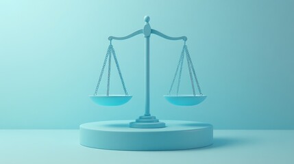 3D rendered scales of justice on a pedestal.