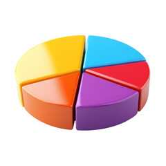 Obraz premium 3d rendering colorful pie chart icon isolated on transparent background