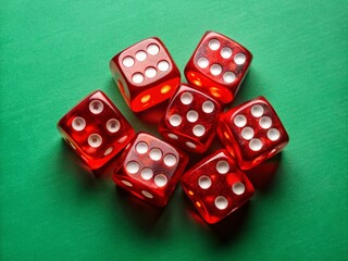 Red Dice Green Background Top View - Rule of Thirds Photography