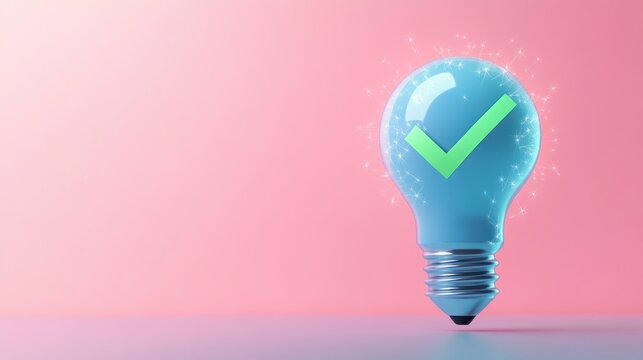 Lightbulb with green checkmark, success concept. (1)