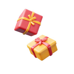 Fototapeta premium Flying Red and Yellow Gift Boxes 3D Icon
