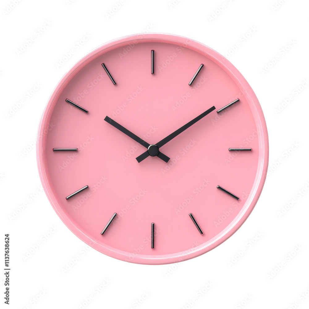 Poster 3d rendering pink clock icon isolated on transparent background