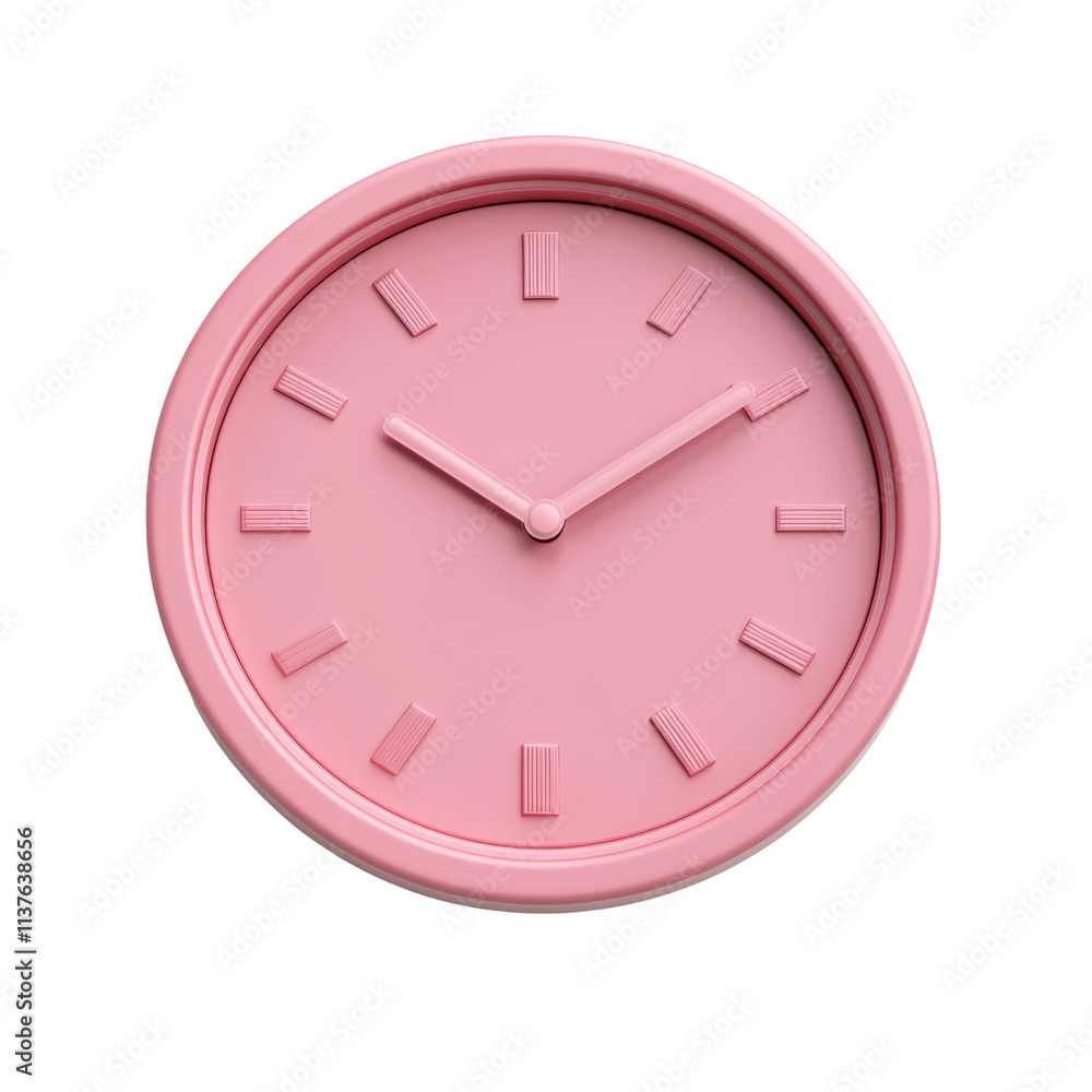 Poster 3d rendering pink clock icon isolated on transparent background